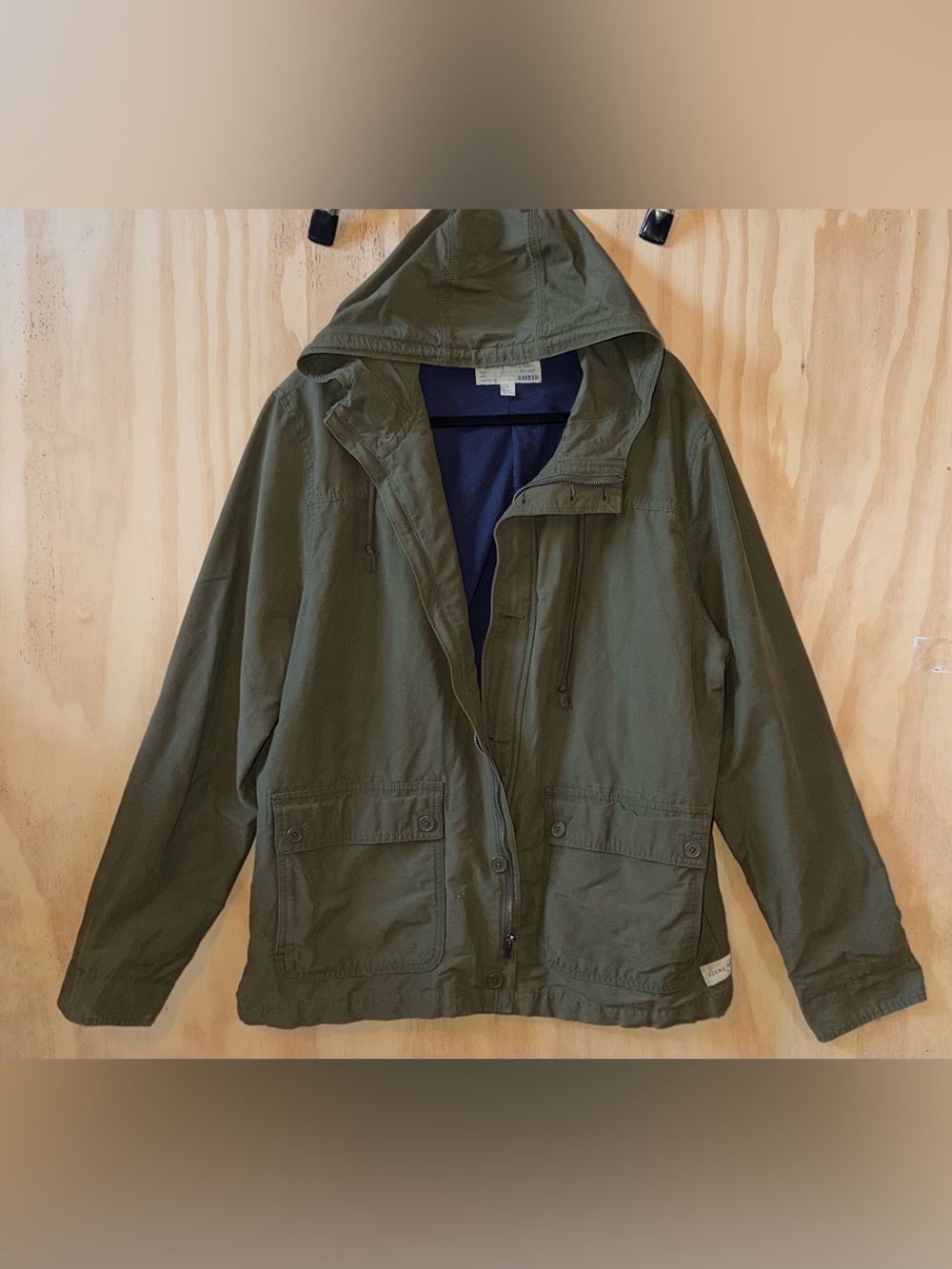 Lucky Brand XL Khaki Olive Hooded Military Utility Field Jacket